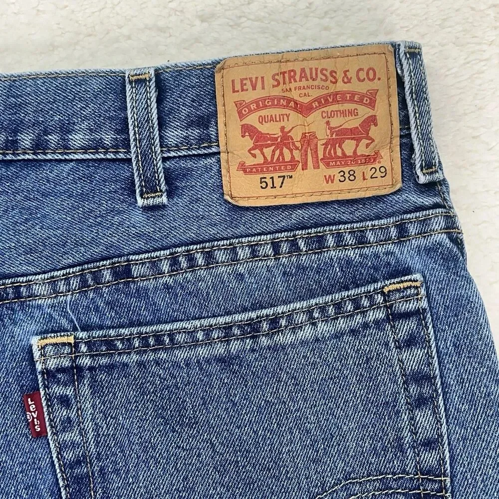Levi's 517‎ Jeans Mens 38x29 Blue Bootcut Medium Wash Denim Pants